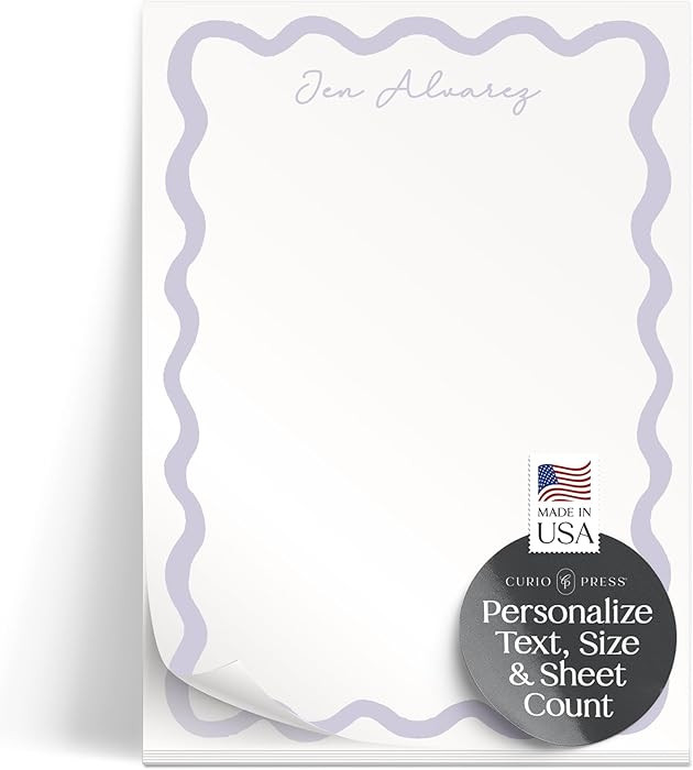 Personalized Notepad, Cute Wavy Border Note pad Stationery with Name, Custom Notepads In 3 Sizes,... | Amazon (US)