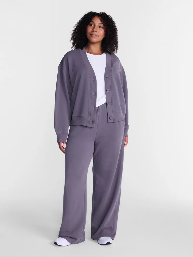 Athletic Works Women's and Women's Plus French Terry Wide Leg Pants, 31" Inseam, Sizes XS-4X | Walmart (US)
