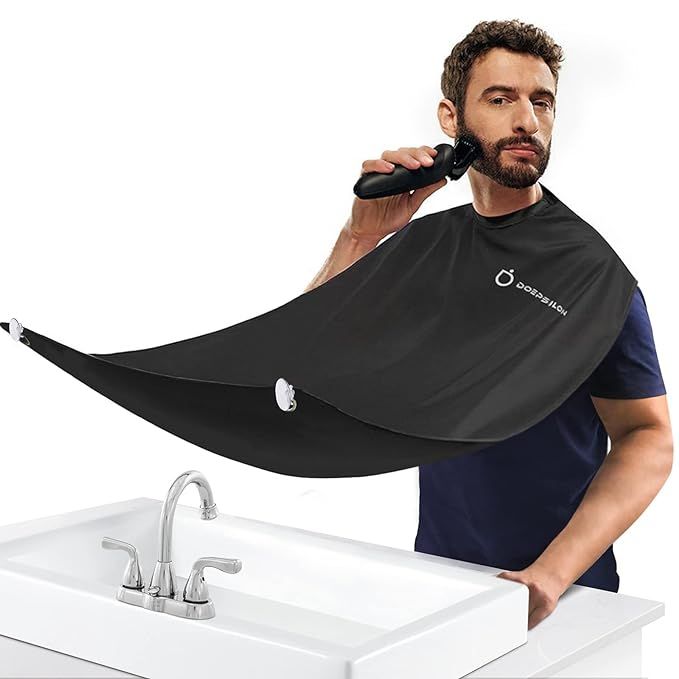Beard Bib Apron, Beard Hair Clippings Catcher for Shaving and Trimming, Grooming Cape Apron with ... | Amazon (US)