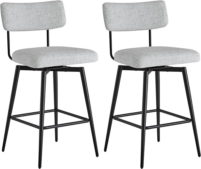 Watson & Whitely Swivel Counter Height Bar Stool Chairs Set of 2, 27.4" Fabric Upholstered Counte... | Amazon (US)