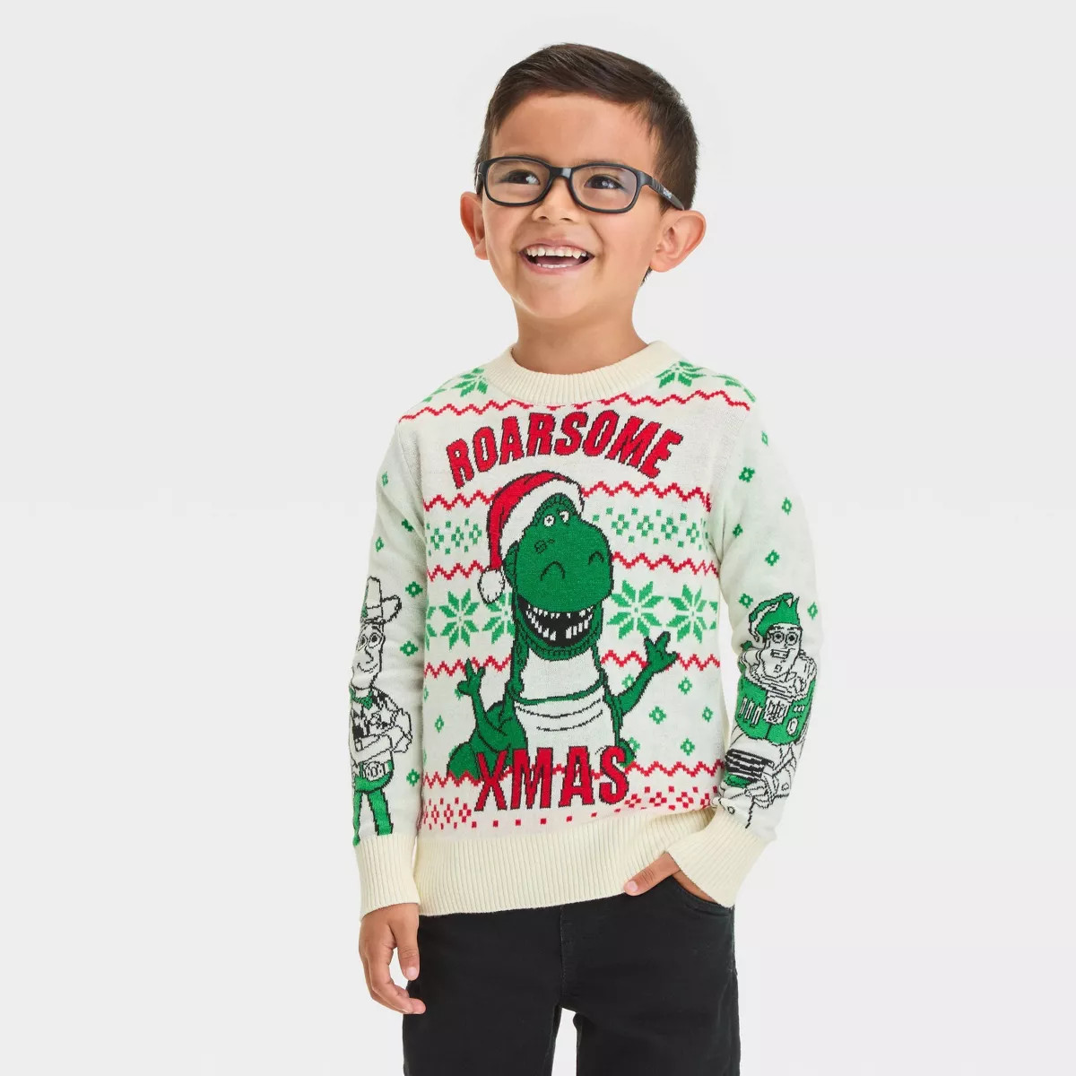 Toddler Boys' Disney Toy Story Christmas Pullover Sweater - Cream | Target
