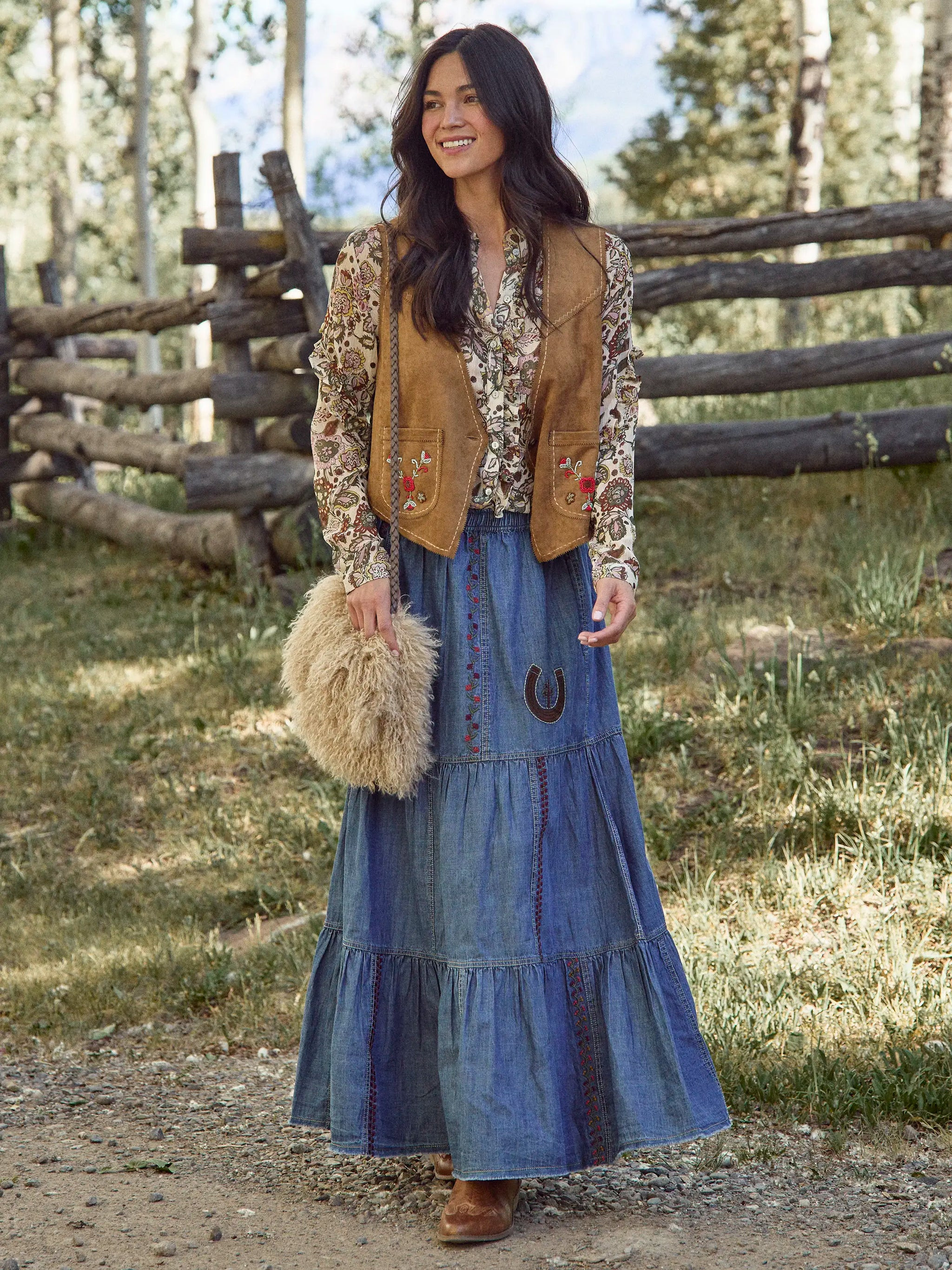 Abilene Embroidered Cotton Maxi Skirt | Natural Life