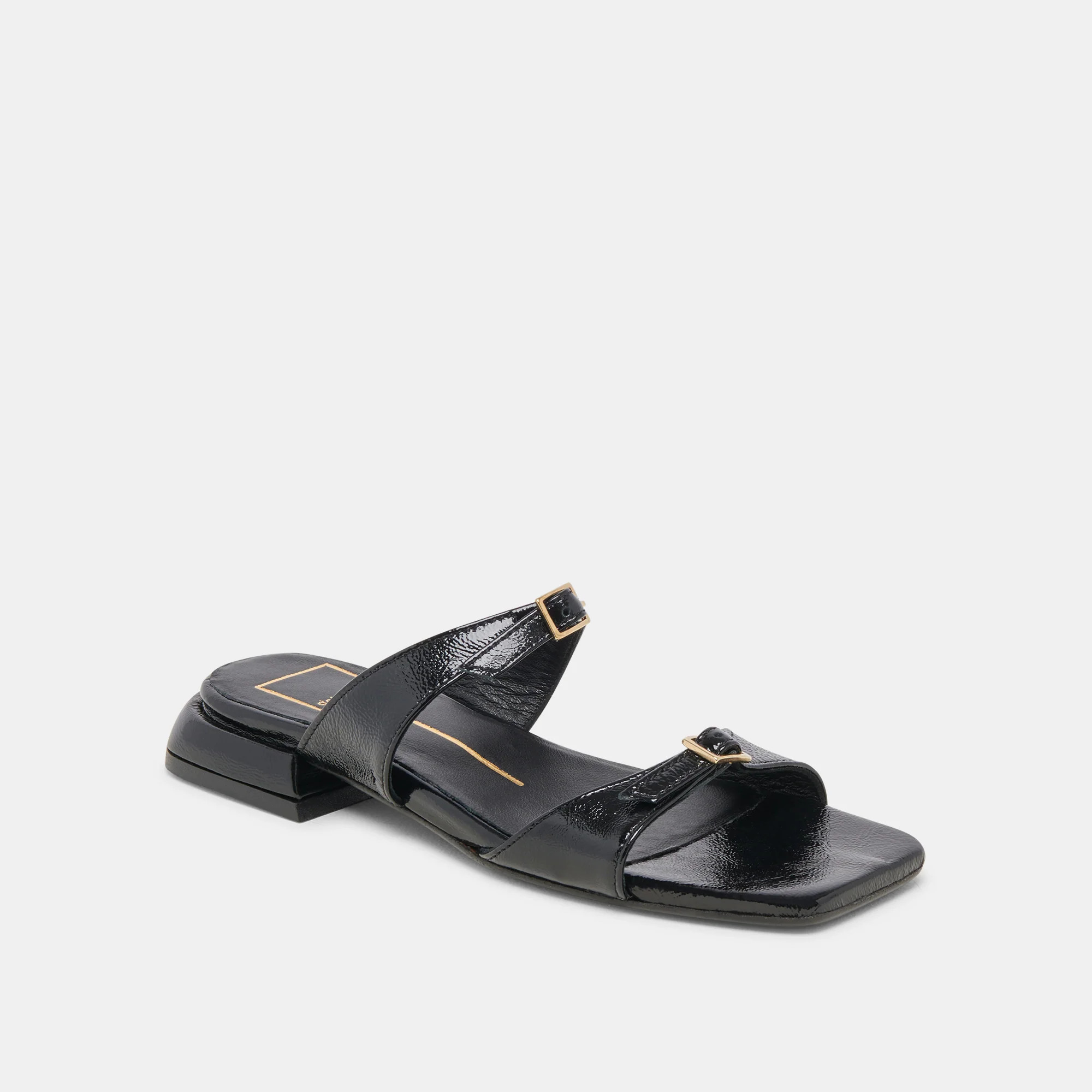 LAVERN SANDALS MIDNIGHT CRINKLE PATENT | DolceVita.com