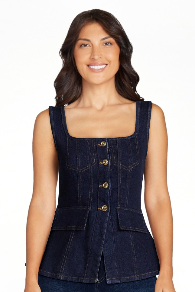 Scoop Women's and Women's Plus Denim Corset Top, Sizes XS-4X | Walmart (US)