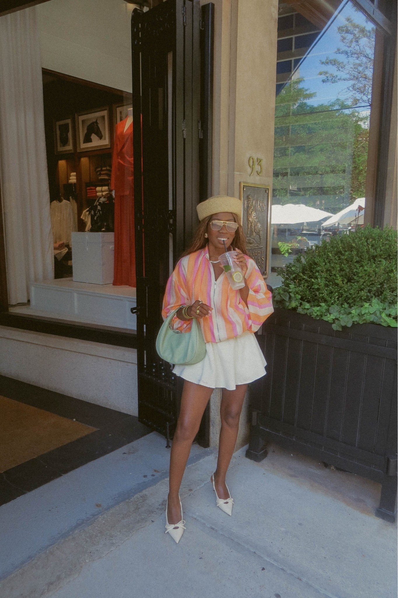 Brunch outfit. Striped bomber jacket with straw pillbox hat outfit

#LTKdayinmylife #LTKootd #LTKPetite