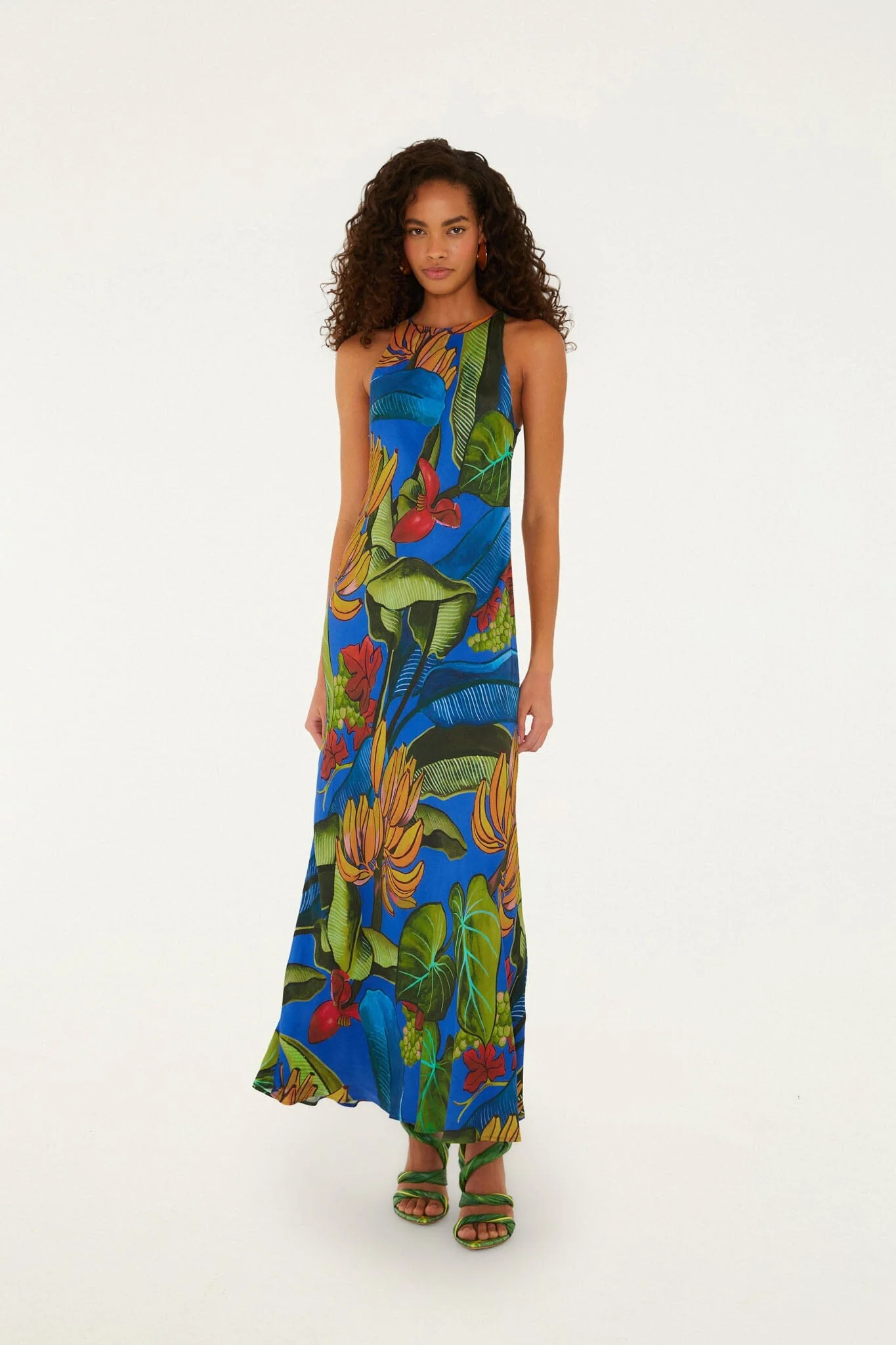 Blue Banana Grapes Sleeveless Maxi Dress, BANANA GRAPES BLUE / S | FarmRio (US)