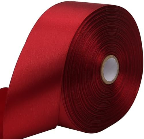 Deep red Solid Satin Ribbon 1-1/2 Inch 50 Yards Solid Polyester Fabric Ribbon for Gift Wrapping W... | Amazon (US)