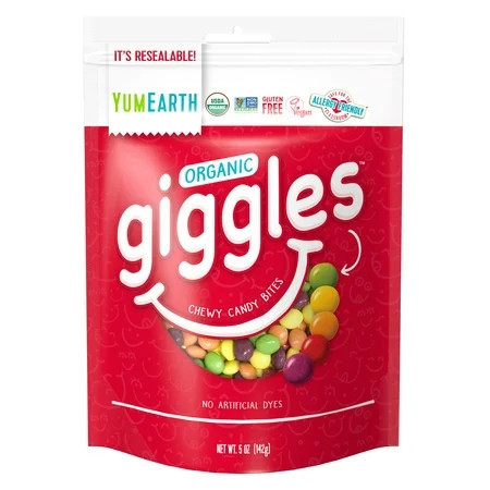 YumEarth Organic Giggles, Assorted Flavor Chewy Candy, Gluten Free, Shelf-Stable, 5 oz Bag | Walmart (US)