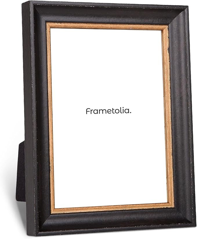 4" x 6" Vintage Cocoa & Gold 1" Country Picture Frame - 100% Natural Wood & High Definition Glass... | Amazon (US)