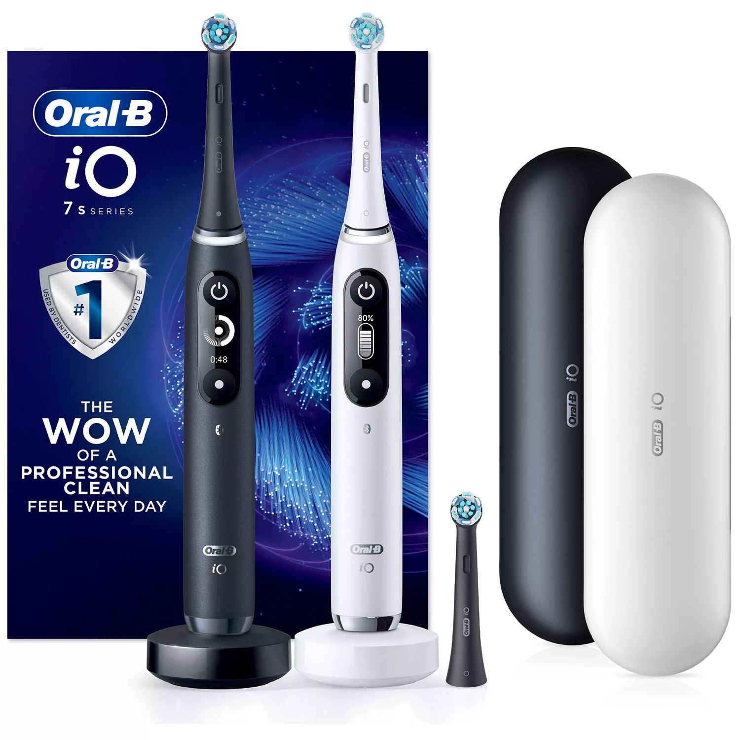 Oral-B iO Series 7s Electric Toothbrush, Black Onyx and White Alabaster (2 pk.) | Sam's Club