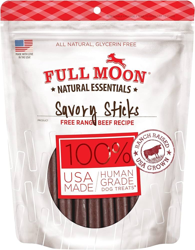 Full Moon All Natural Human Grade Dog Treats, Essential Beef Savory Sticks, 22 Ounce, 1.375 Pound... | Amazon (US)
