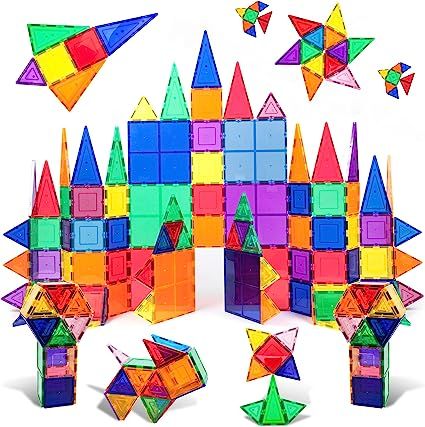 PicassoTiles 100 Piece Set 100pcs Magnet Building Tiles Clear Magnetic 3D Building Blocks Constru... | Amazon (US)