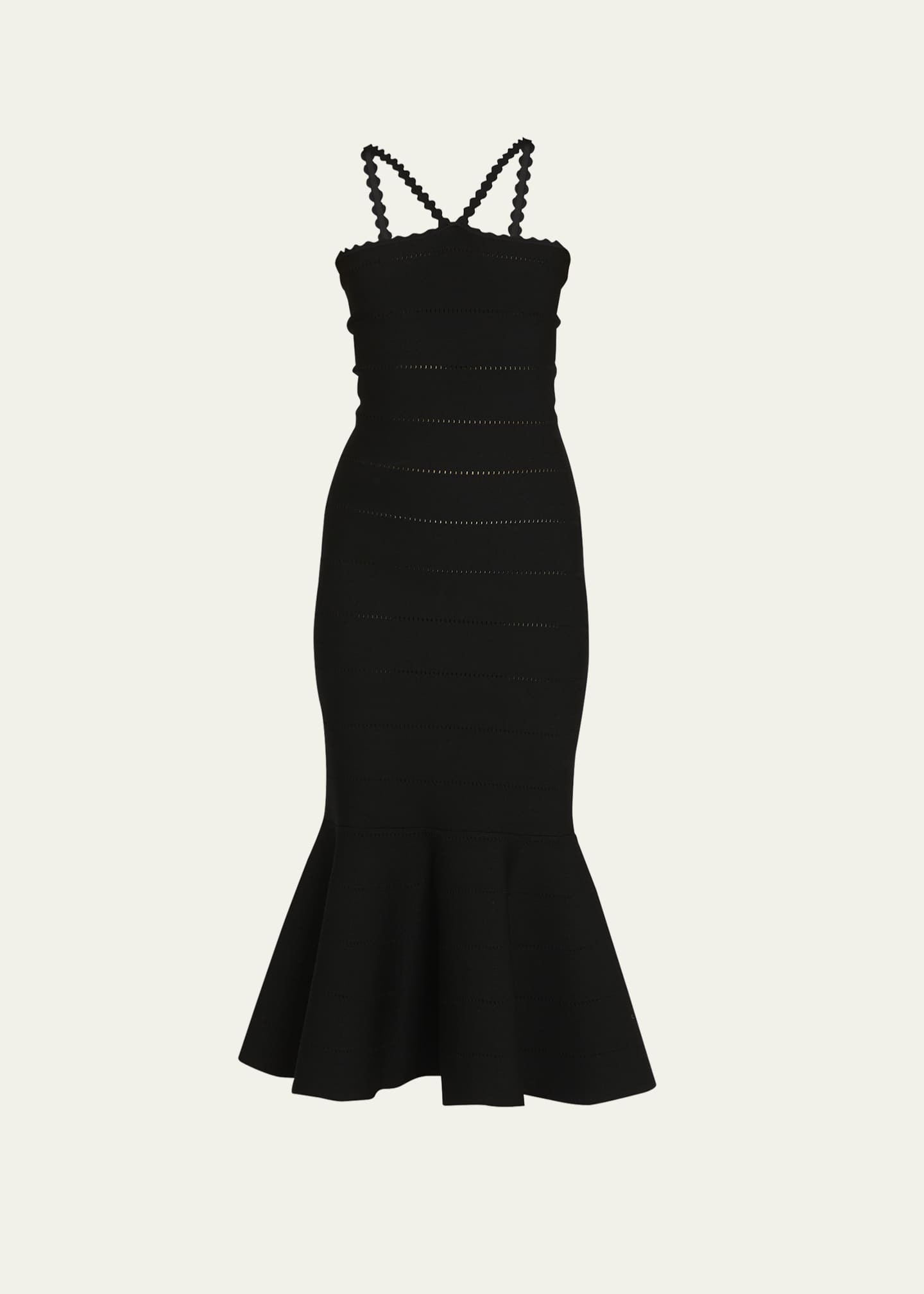 Scalloped-Strap Flare Midi Dress | Bergdorf Goodman