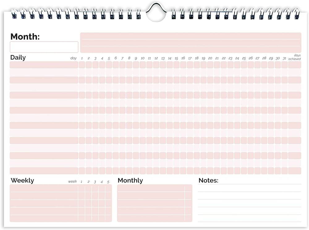 Hadigu Habit Tracker Calendar (Undated 12 Month) with Spiral Bound and Hanger, A4 size (8.3"x11.7... | Amazon (US)