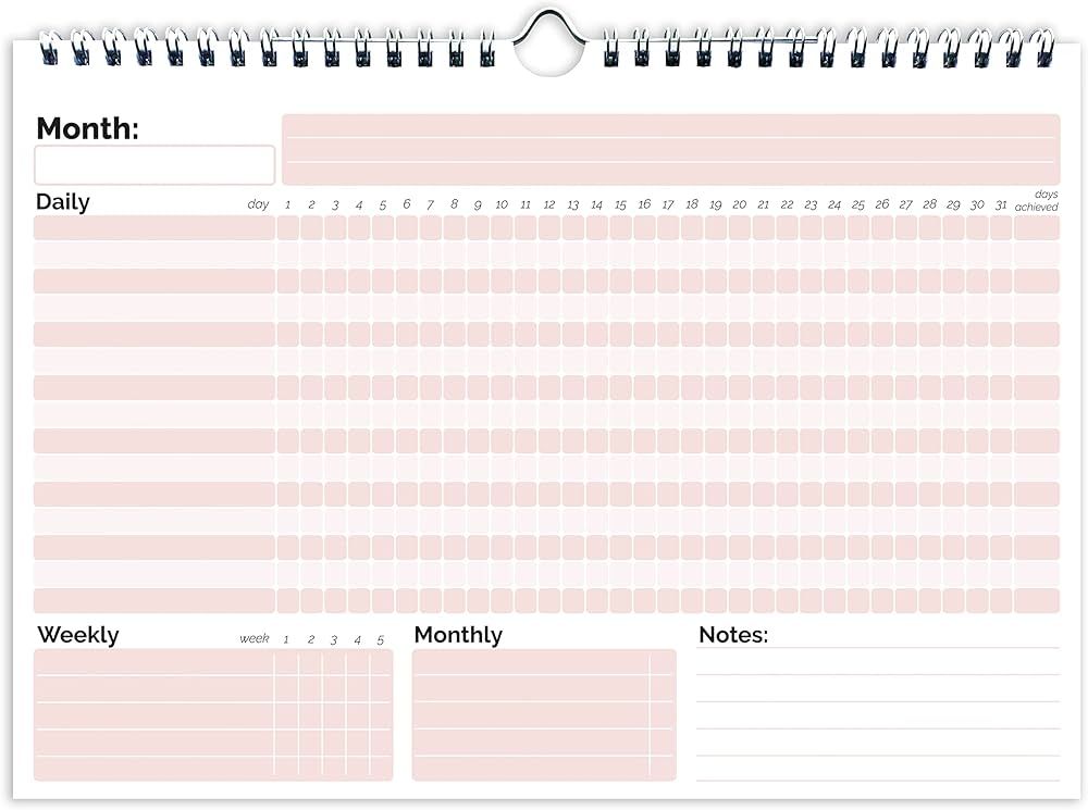 Hadigu Habit Tracker Calendar (Undated 12 Month) with Spiral Bound and Hanger, A4 size (8.3"x11.7... | Amazon (US)
