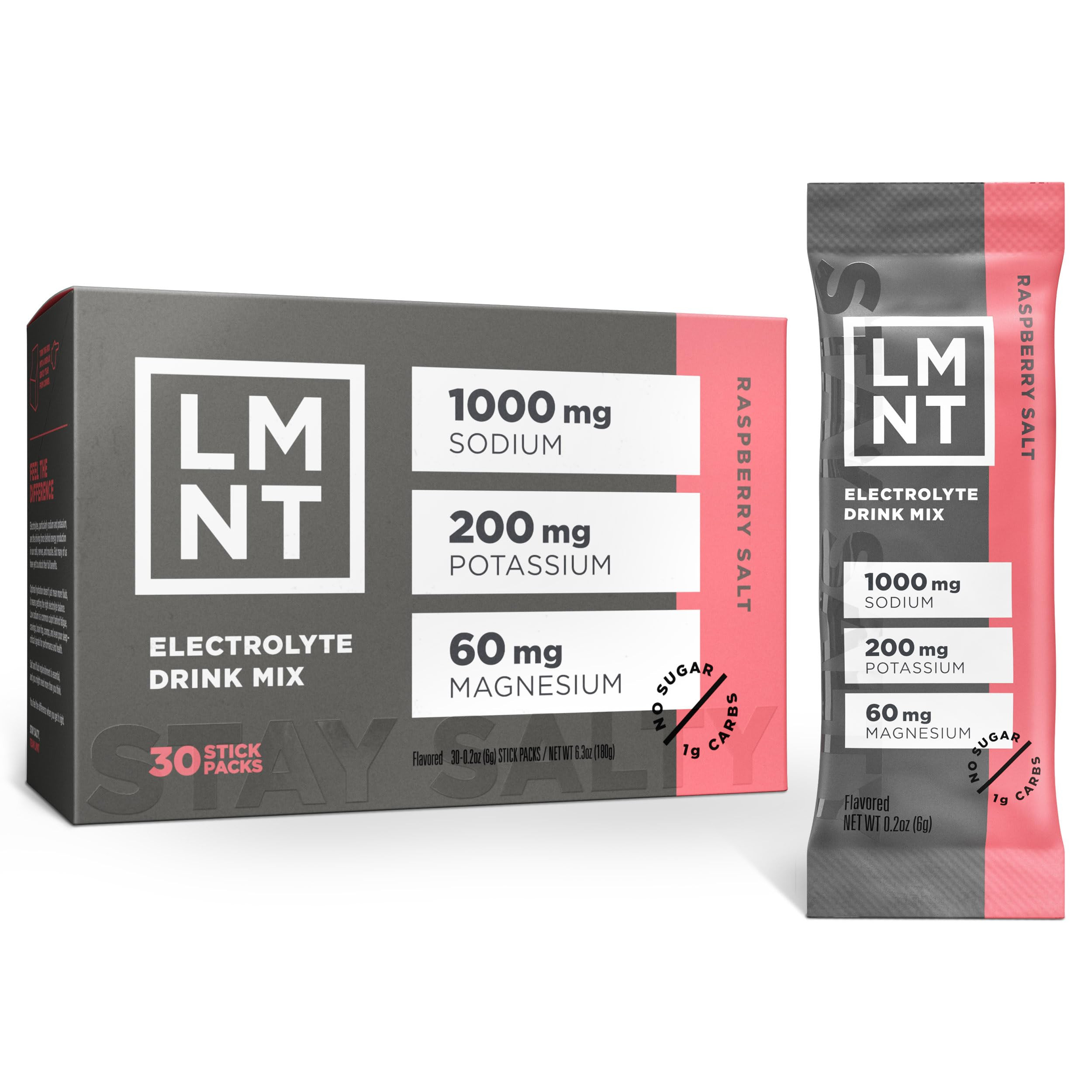 LMNT Zero Sugar Electrolytes - Raspberry Salt | Drink Mix | 30-Count | Amazon (US)