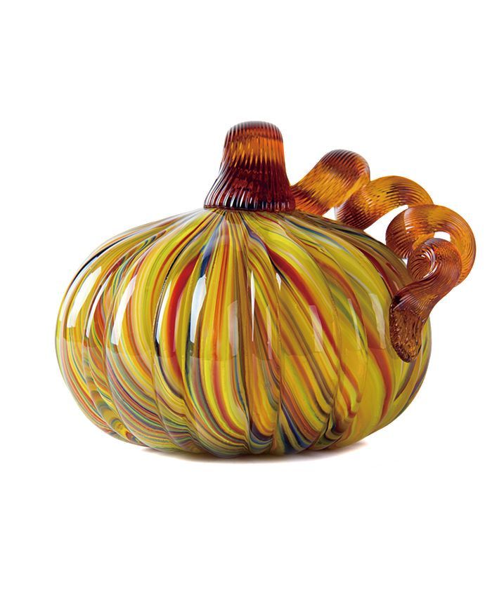 Glitzhome Striped Glass Short Pumpkin & Reviews - Macy's | Macys (US)