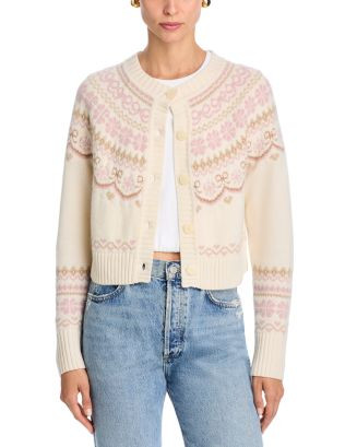 LoveShackFancy Shantae Merino Wool Crewneck Fair Isle Cardigan Sweater  | Bloomingdale's Women Al... | Bloomingdale's (US)