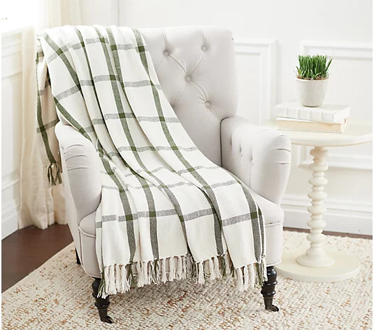 Cozy Cottage by Liz Marie Oversized Windowpane Plaid Throw - QVC.com | QVC