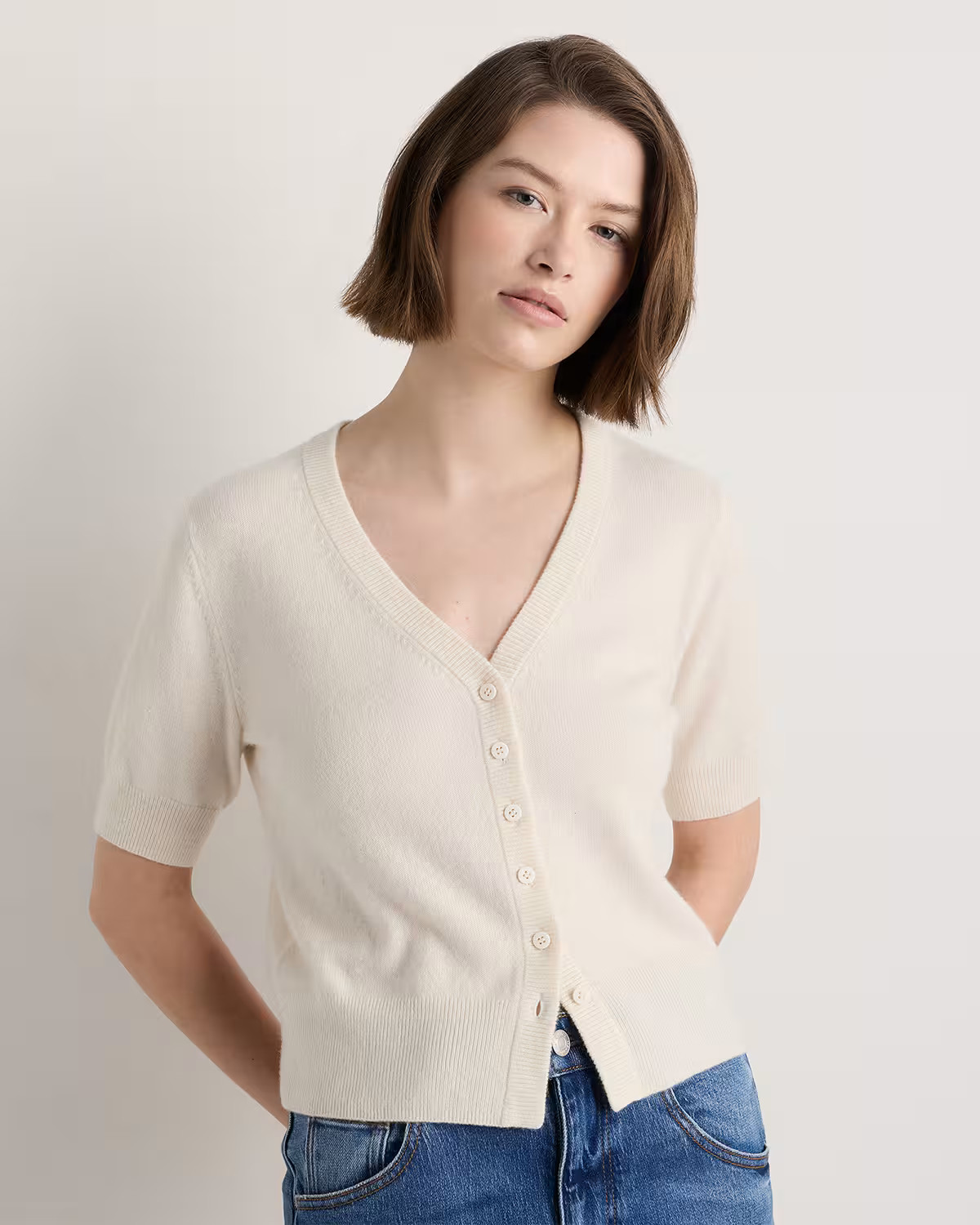 Mongolian Cashmere Short Sleeve Cardigan | Quince