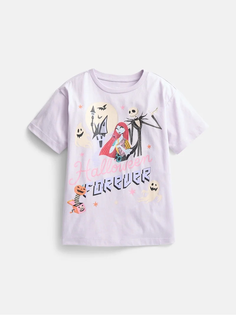 The Nightmare Before Christmas Girls' Graphic Tee with Short Sleeves, Sizes 4-16 | Walmart (US)