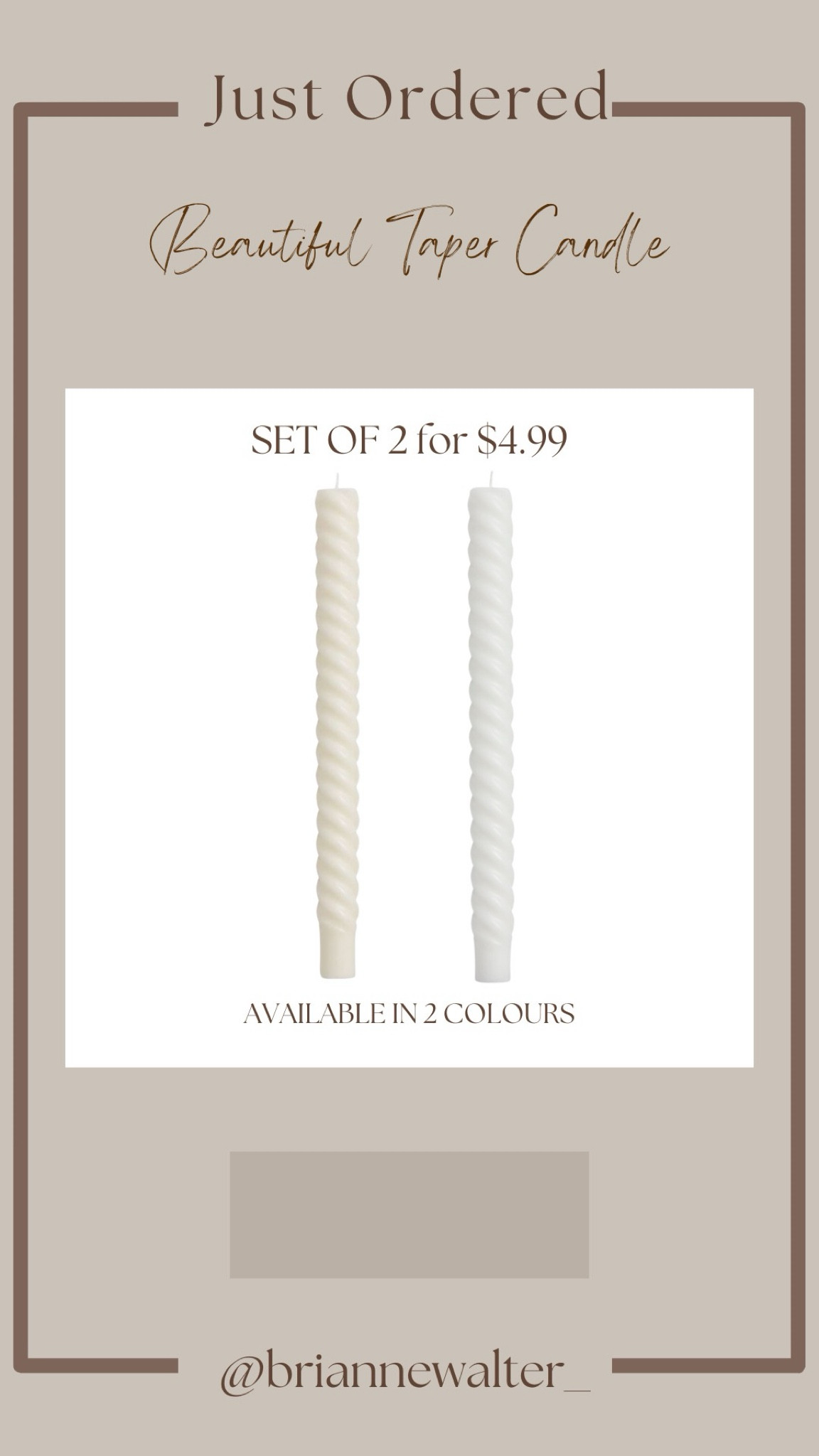 The perfect affordable rope taper candles!! Under $5 and comes in a set of 2! Available in white or taupe / beige. 


Affordable Home Decor, World Market, Taper Candles, Taper Candle Holder, Gold, Black, Neutral Decor, Neutral Home, Dining Table Room Decor, Entryway Decor, Console Table Decor

#LTKStyleTip #LTKHome #LTKFindsUnder50