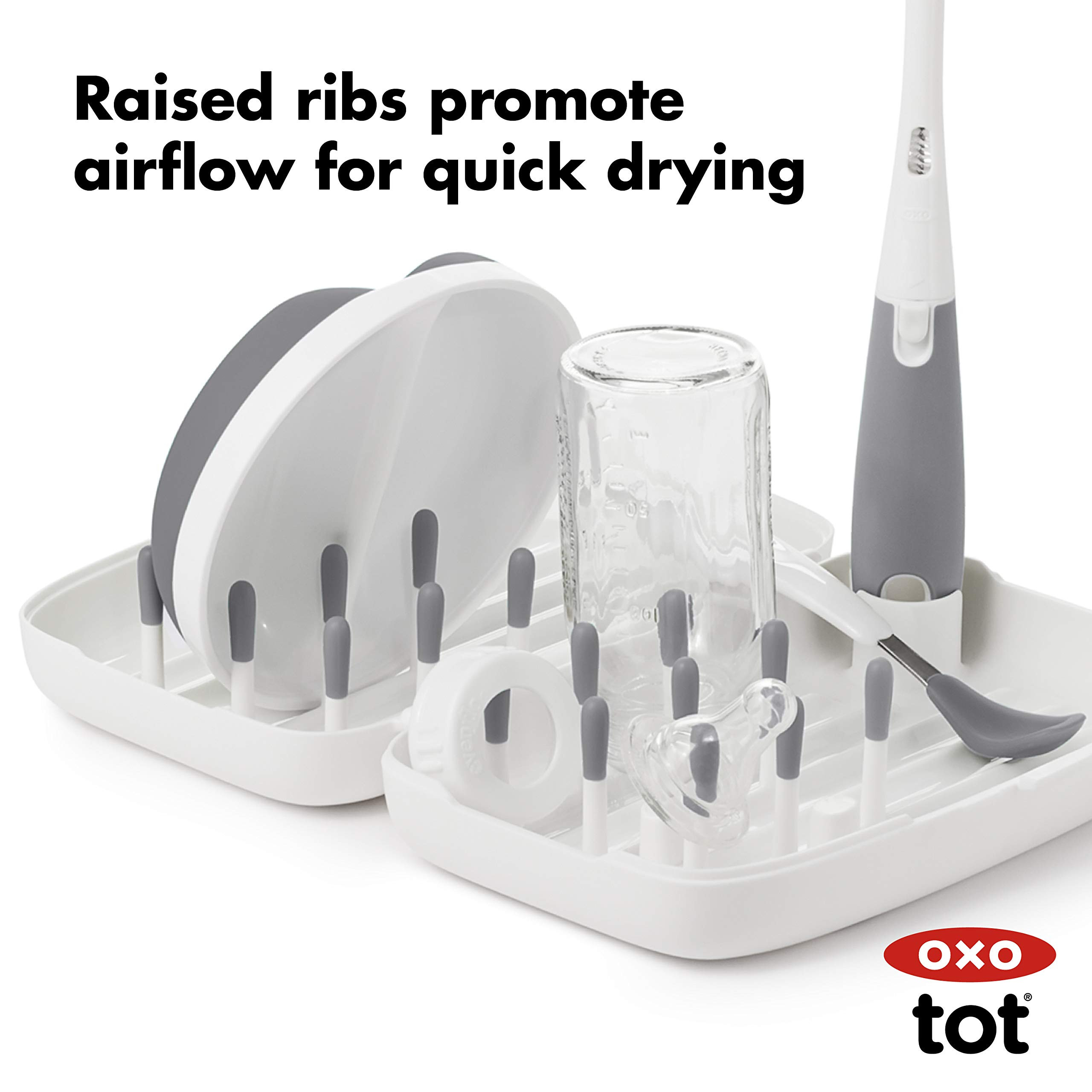 OXO Tot Travel Size Drying Rack with Bottle Brush- Gray | Amazon (US)
