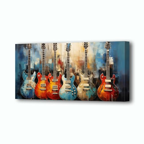 LURENCZH Guitar Canvas Wall Art Abstract Guitar Picture Wall Decor Musical Instrument Painting Prints for Living Room Decor Framed(Guitar-1,20.00" x 40.00") | Amazon (US)