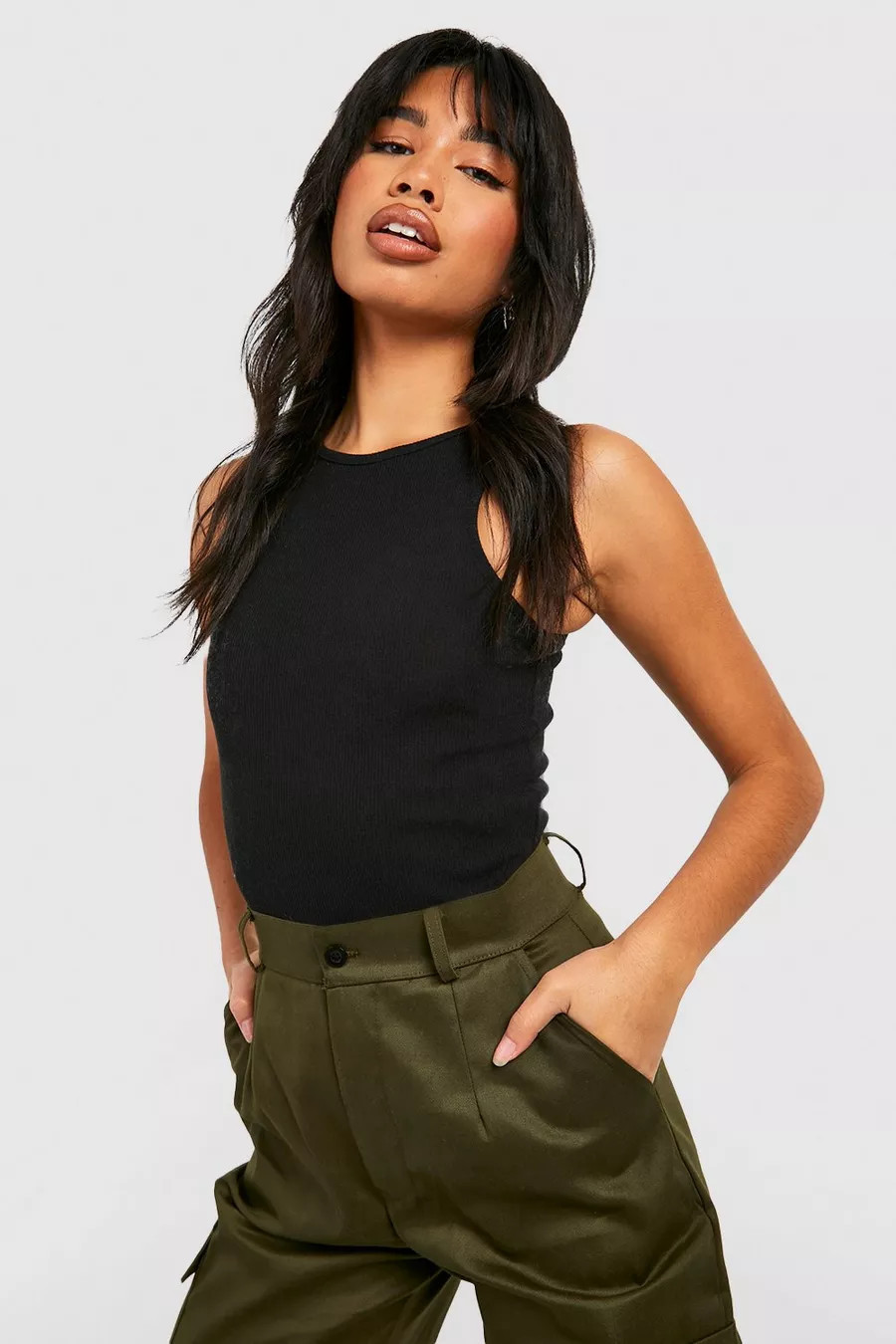 Recyled Rib Racer Tank Top Bodysuit | Boohoo.com (US & CA)