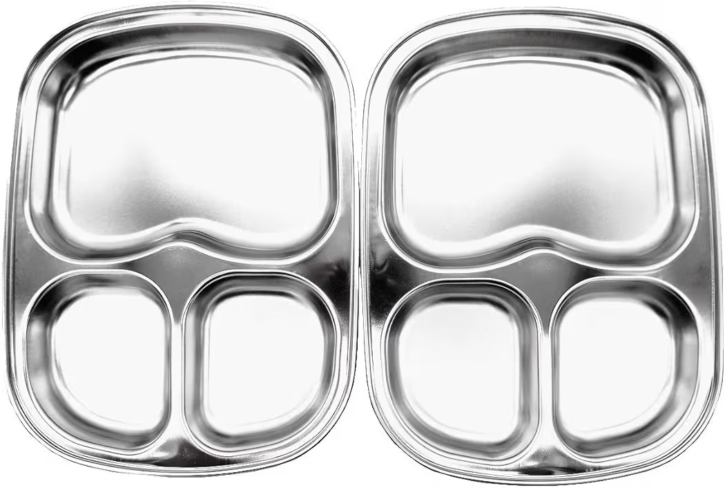 Korean Stainless Steel Divided Plates, Babies Toddlers Kids Tray, BPA Free, 3 Compartment Plate S... | Amazon (US)