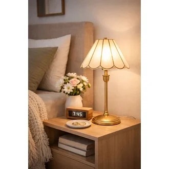 Home Decor Collection Capiz Scalloped Glass Table Lamp, Gold Finish, 19"H | Walmart (US)