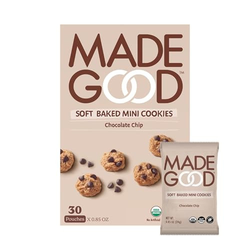 MadeGood Soft Baked Chocolate Chip Mini Cookies, Gluten Free & Safe For School Snacks, 30 Count | Amazon (US)