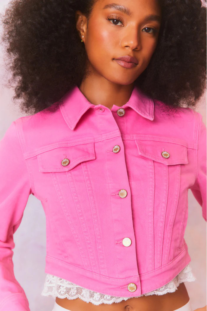 Paltro Croped Corset Denim Jacket | LoveShackFancy