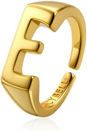 Cicy Bell Initial Rings for Women 18k Gold Plated Adjustable Letter Rings Bold Personalized Engra... | Amazon (US)