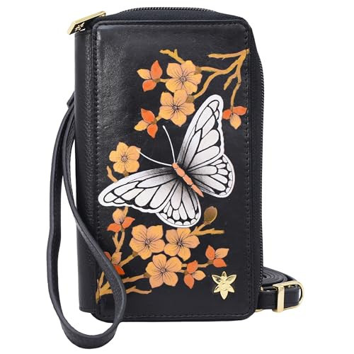 Anuschka Women's Original Hand-Painted Leather Smartphone Case & Wallet-Butterfly Dusk | Amazon (US)