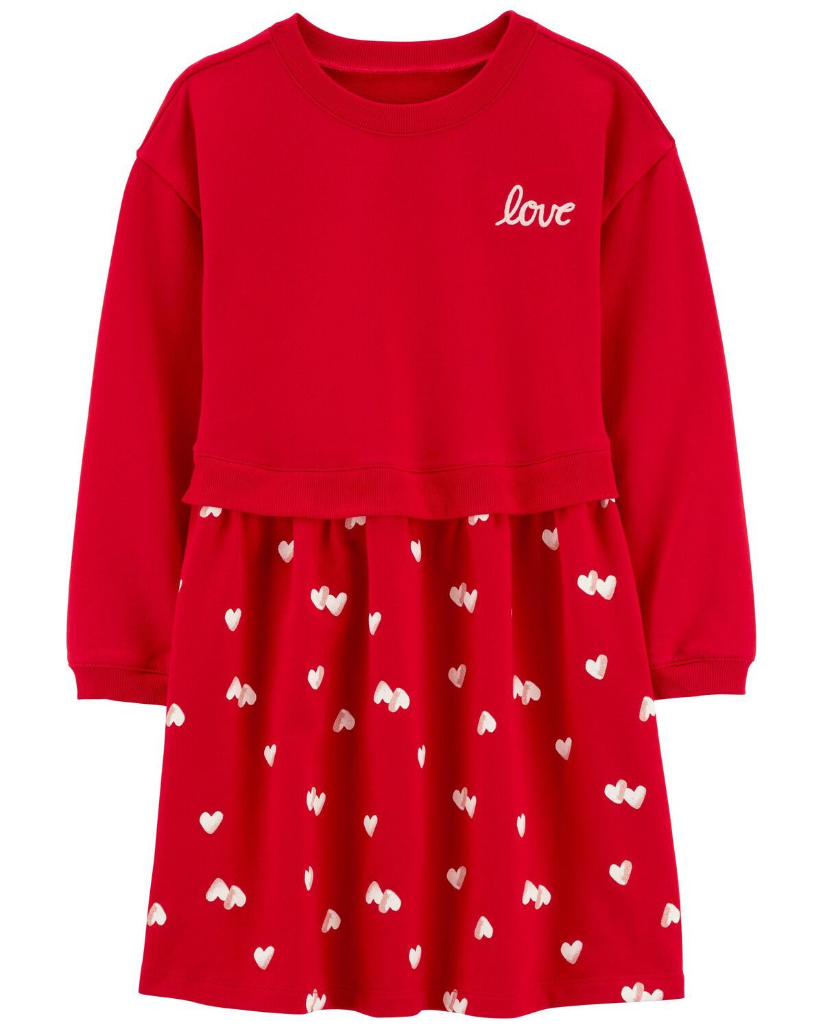 Red Kid Love Hearts French Terry Dress | carters.com | Carter's