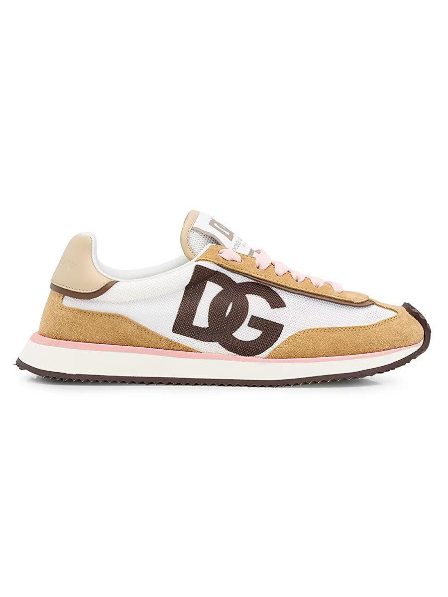 Women's Logo Colorblocked Low-Top Sneakers - White Brown - Size 8.5 | Saks Fifth Avenue