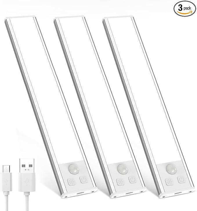Under Cabinet Lights Motion Sensor LED Light, USB-C Rechargeable Dimmable Wireless Magnetic Stick... | Amazon (US)