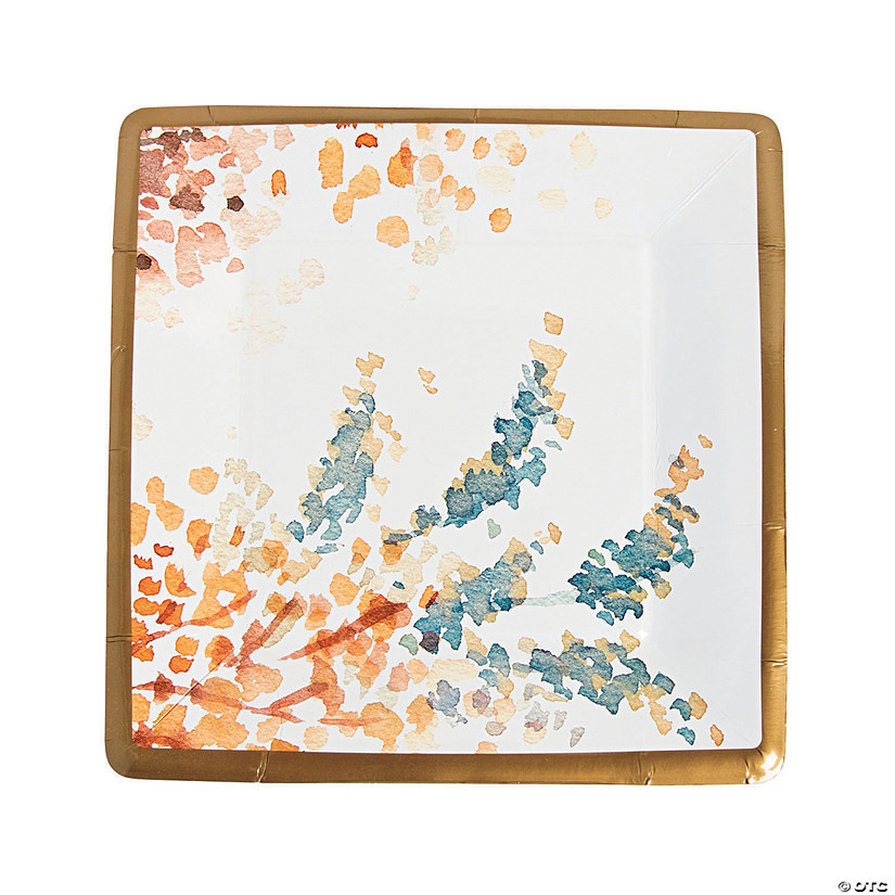Sweet Fall Flowers Square Paper Dinner Plates - 8 Ct. | Oriental Trading Company
