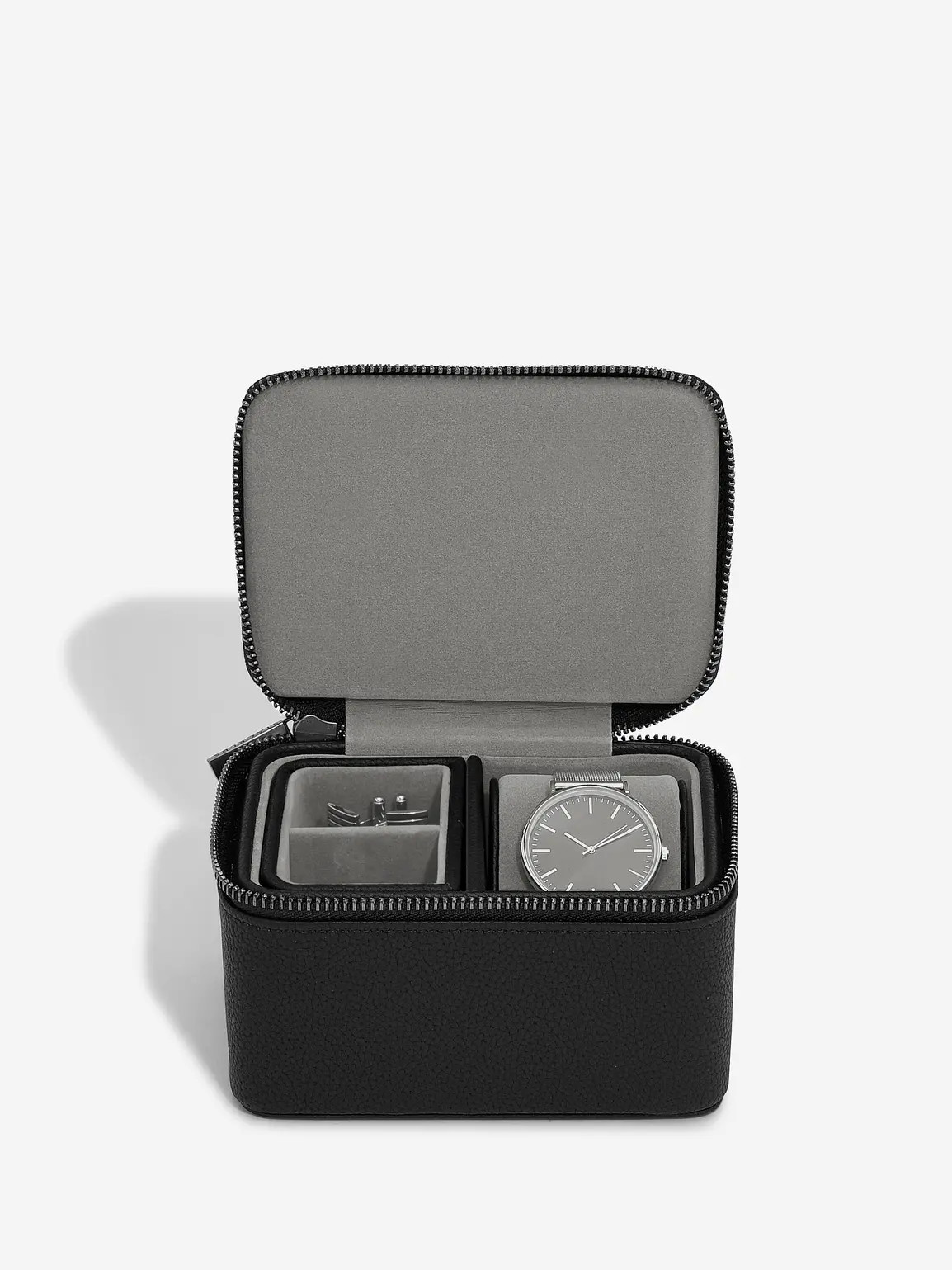 Pebble Black Watch & Cufflink Box | Stackers
