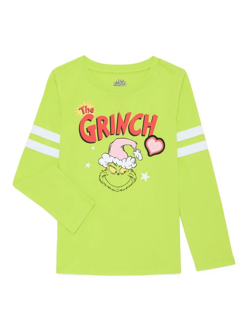 Dr. Seuss Grinch Girls Graphic Tee with Long Sleeves, Sizes 4-16 | Walmart (US)