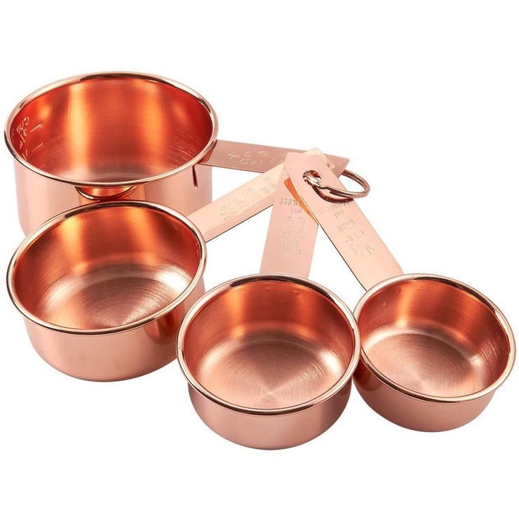 Juvale 4 Pieces Stainless Steel Measuring Cup Set, Stackable Copper Plated Metal Cups for Precisi... | Target