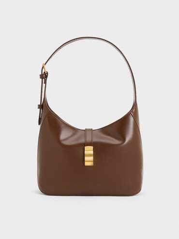 Dark Brown Wisteria Belted Shoulder Bag | CHARLES & KEITH | Charles & Keith US