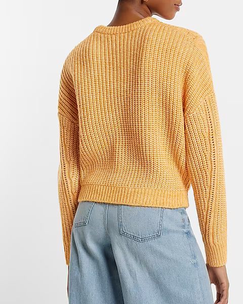 Cable Knit Crew Neck Cutout Sweater | Express