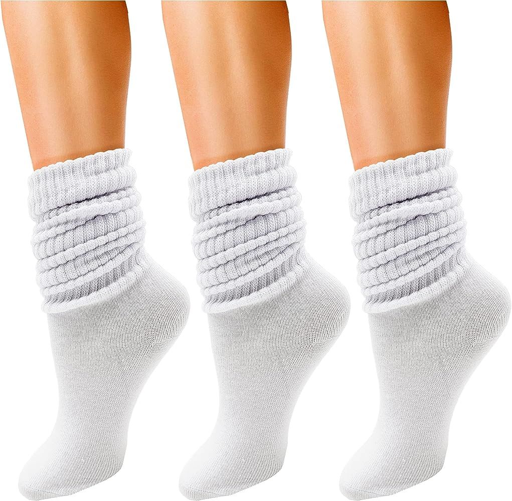 Winterlace 3 Pairs Slouch Socks for Women, Soft Extra Long Scrunch Knee High Sock, Bulk Pack | Amazon (US)