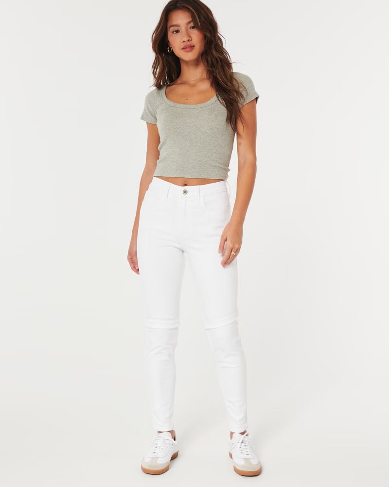 Women's High-Rise White Super Skinny Jeans | Women's Bottoms | HollisterCo.com | Hollister (US)