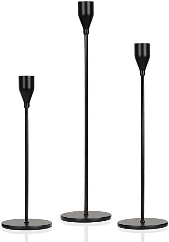 Hossejoy 3 PCS Matte Black Candle Holders, Metal Candle Holders for Taper Candles, Decorative Can... | Amazon (US)