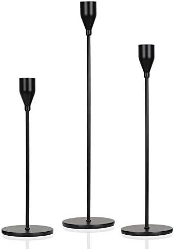 Hossejoy 3 PCS Matte Black Candle Holders, Metal Candle Holders for Taper Candles, Decorative Can... | Amazon (US)