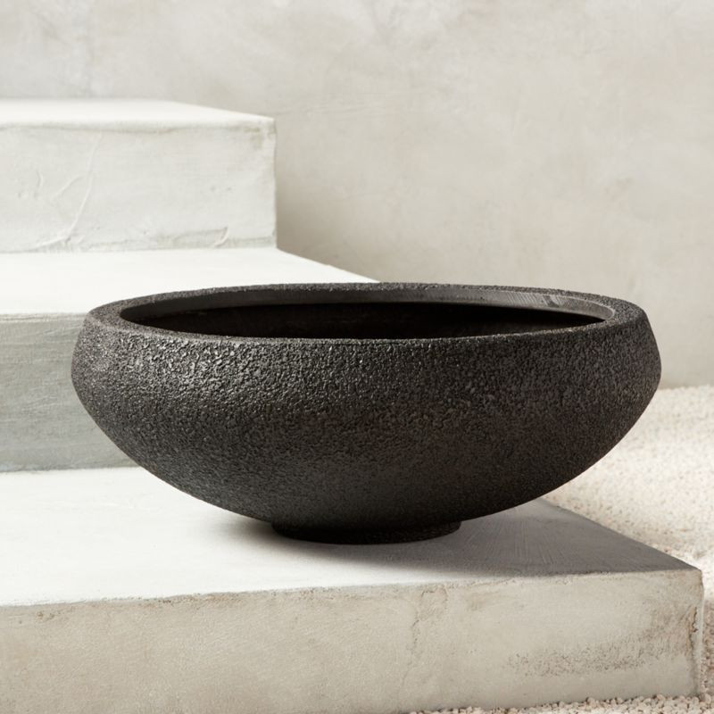 Boka Large Black Modern Indoor/Outdoor Concrete Planter Bowl + Reviews | CB2 | CB2