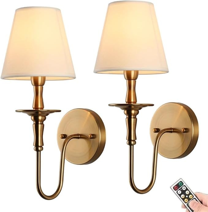 Antique Wall Sconces Battery Operated Set of 2,No Wiring Rechargeable Wall Lights with Remote , B... | Amazon (US)